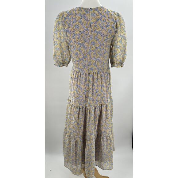 Code X Mode Maxi Peasant Dress Size Xs Tiered Chiffon Boho Mixed Floral Print - Picture 6 of 14